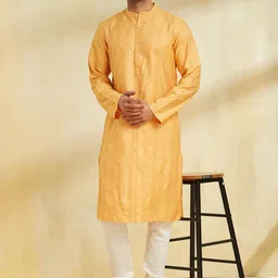 Fabindia Thread Work Mandarin Collar Straight Kurta image 2