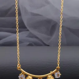 SZN Set Of 2 Gold-Plated Artificial Stones Studded Minimal Necklace image 2