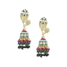 OOMPH Peacock Shaped Jhumkas Earrings image 2