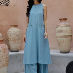 RangDeep Keyhole Neck Pure Cotton A Line Kurta with Trousers-picture-32