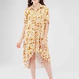 Iti Floral Print Shirt Midi Dress-picture-23