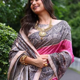 KALINI Madhubani Printed Tussar Saree image 3