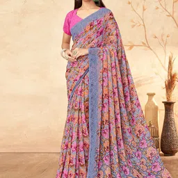 DIVASTRI Ethnic Motifs Poly Georgette Saree-picture-46