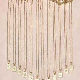 SALTY Gold & White Sign of the Stars Zodiac Virgo Pendant With Chain image 4