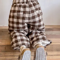 LULU & SKY Girls Checked High-Rise Trousers image 2