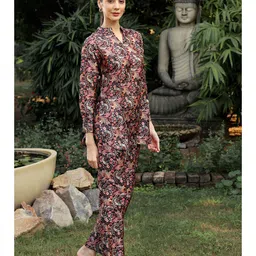 BEOM Printed Mandarin Collar Top With Trousers Co-Ords image 3