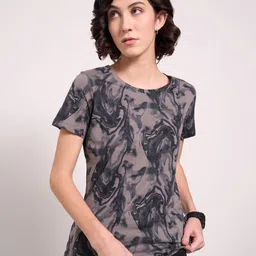 Ajile by Pantaloons Women Floral Printed Extended Sleeves Raw Edge T-shirt-image-68