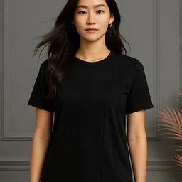 DTR FASHION Women Self Design Round Neck Cotton T-shirt-image-62