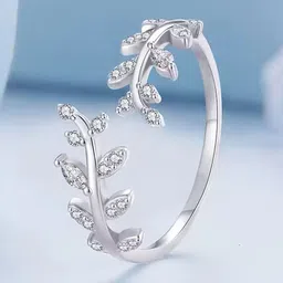 Lila Silver-Plated CZ-Studded Adjustable Finger Ring image 2