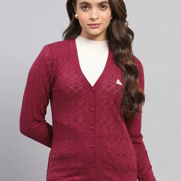 Monte Carlo Women Checked Woollen Cardigan with Fuzzy Detail-image-39