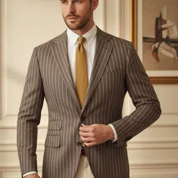 INVICTUS Striped Notched Lapel Long Sleeves Single Breasted Blazer-picture-15