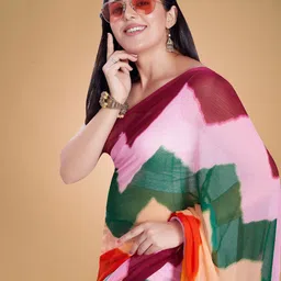Rani Saahiba Leheriya Poly Chiffon Leheriya Saree image 5