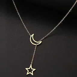 Vembley Women Gold-Plated Moon Dropping Star Minimal Casual Necklace image 4