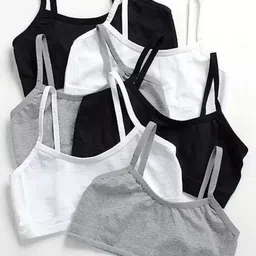 BRAAFEE Girls Pack Of 6 Solid Non Padded Camisole-picture-27
