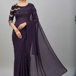 Shilpkala Sequinned Heavy Work Saree With Blouse Piece-image-83