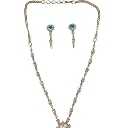 Gemron Jewel Rhodium-Plated Diamond & Cubic Zirconia Studded Necklace And Earrings image 4