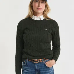 GANT Women Self Design Cable Knit Pullover Sweaters-picture-10