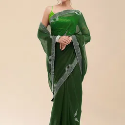 Vervee Couture Ethnic Motifs Embellished Beads and Stones Pure Georgette Saree-picture-31