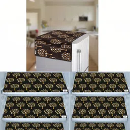 E-Retailer 7-Pcs Brown & Black Printed Refrigerator Covers-image-17