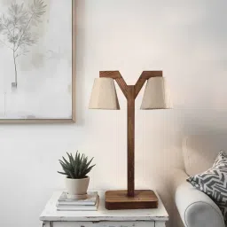 Elania Wooden Table Lamp with Jute Shade & Brown Base by Symplify image 3