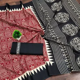 NIKATT Ethnic Motifs Pure Cotton Block Print Saree image 2