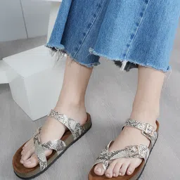 Lavie Women Round Toe Western - Embellished Open Toe Flats image 4