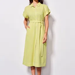 AND Women Shirt Collar Wrap Midi Dress-picture-12