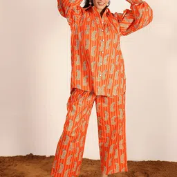 KAORI BY SHREYA AGARWAL Printed Pure Cotton Shirt With Trouser Co-Ords image 5