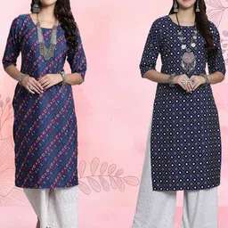 Ethnic basket Women Pack Of 2 Multicoloured Crepe Kurtas-picture-19