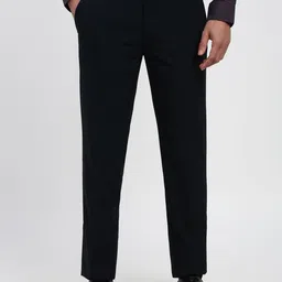 Peter England Men Checked Slim Fit Formal Trousers-picture-18