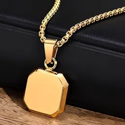 P. R. PRINTS Stainless Steel Gold-Plated Square Pendants With Chains image 4