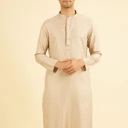 Manyavar Floral Woven Design Mandarin Collar Straight Kurta With Trouser image 5