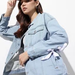 The Roadster Life Co. Pure Cotton Oversized Denim Trucker Jacket-image-21