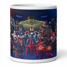 Mr UVD White & Blue Printed Ceramic Glossy Mugs 350 ml image 2