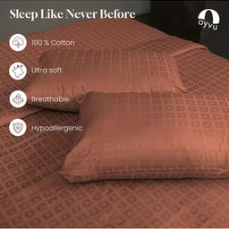 Oyvu Brown Checked Cotton 2 Piece Double Queen Superfine Bedding Set image 2