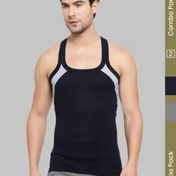 MACHO Pack Of 2 Assorted Super Combed Cotton Gym Vests-picture-57