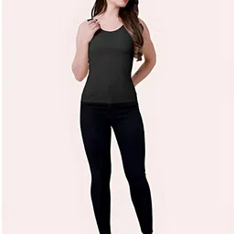 Kilvis Black Nylon Lightly Padded Camisoles-image-16