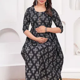 FEMARY Print Maternity A-Line Midi Dress-picture-41