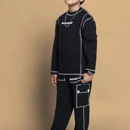 WEARDUDS Printed Round Neck Sweatshirt & Trousers Clothing Set-picture-14