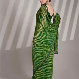 HERE&NOW Leheriya Gotta Patti Poly Georgette Tussar Saree image 5