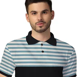 BEYOU FASHION Men Colourblocked Polo Collar T-shirt image 2