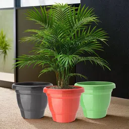 Kuber Industries Pack Of 3 Green & Black Planters image 1