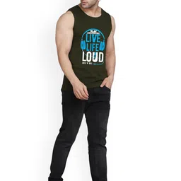 SLOWLORIS Men Pack Of 2 Printed Bio-Wash Combed Cotton Gym Vests image 5