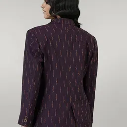 Talethread Ikat Printed Cotton Single-Breasted Casual Blazer image 2