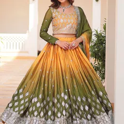 BAESD Embroidered Sequinned Semi-Stitched Lehenga & Unstitched Blouse With Dupatta-picture-10