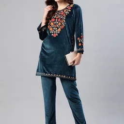 Moda Rapido Embroidered Tunic With Trousers Co-Ords image 4