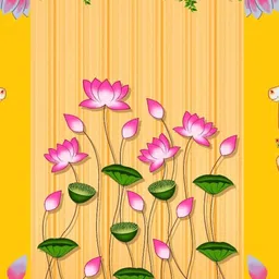 Backdropon Yellow Two Cows With Lotus Flower Design Rectangular Backdrop Festive Decor-picture-33