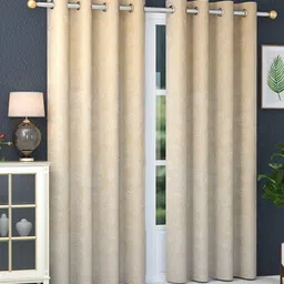 B' Decorlish Cream-Coloured Floral Room Darkening Door Curtain image 2