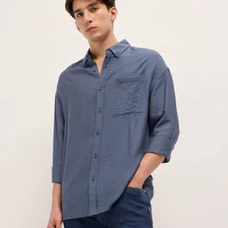 THE BEAR HOUSE Relaxed Herringbone Design Casual Shirt-picture-13