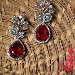 gemron jewel Gemron JewelRhodium-PlatedCubic Zirconia Studded Contemporary Drop Earrings-picture-35